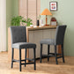 Haven - Set of 2 - 26" Charcoal Contemporary Fabric Button Tufted Counter Stools with High Back