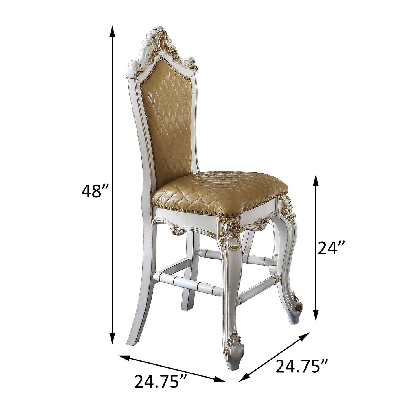 Mayfair - Set of 2 - 24" Butterscotch and Antique Pearl Counter Height Chairs with Solid Back and Faux Leather Upholstery