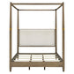 Queen Canopy Bed Frame With Upholstered Headboard - Brown