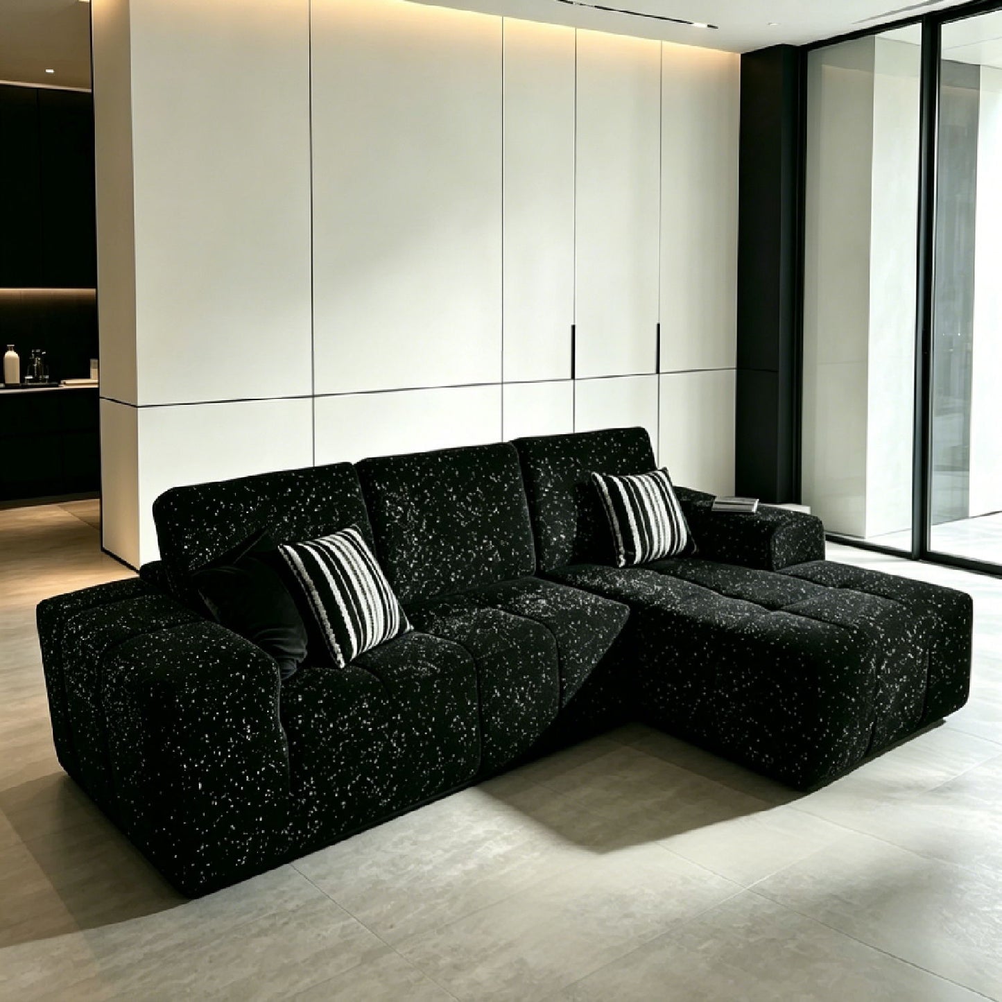 Boneless Modular Sofa For Living Room (Left) - Black