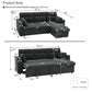 Convertible L - Shaped Sectional Sofa Bed With Storage Chaise, Cup Holders