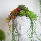 Greek Style Cement Head Planter Indoor Outdoor Home, Garden Decor - Gray