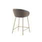 Isolde - Set of 2 - 30" Brown and Gold Counter Stools with PU Leather Upholstery, Wide Seat