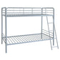 Long Beach - Twin Over Twin Bunk Bed With Built In Guardrails And Angled Ladder - Silver