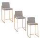 Lorenz - Set of 3 - 26" Grey High-Back Counter Stools with Gold Steel Frame