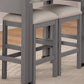 Zarneth - Set of 2 - 24" Light Gray Fabric Counter Stools with Beige Cushioned Seats and Solid Wood Base