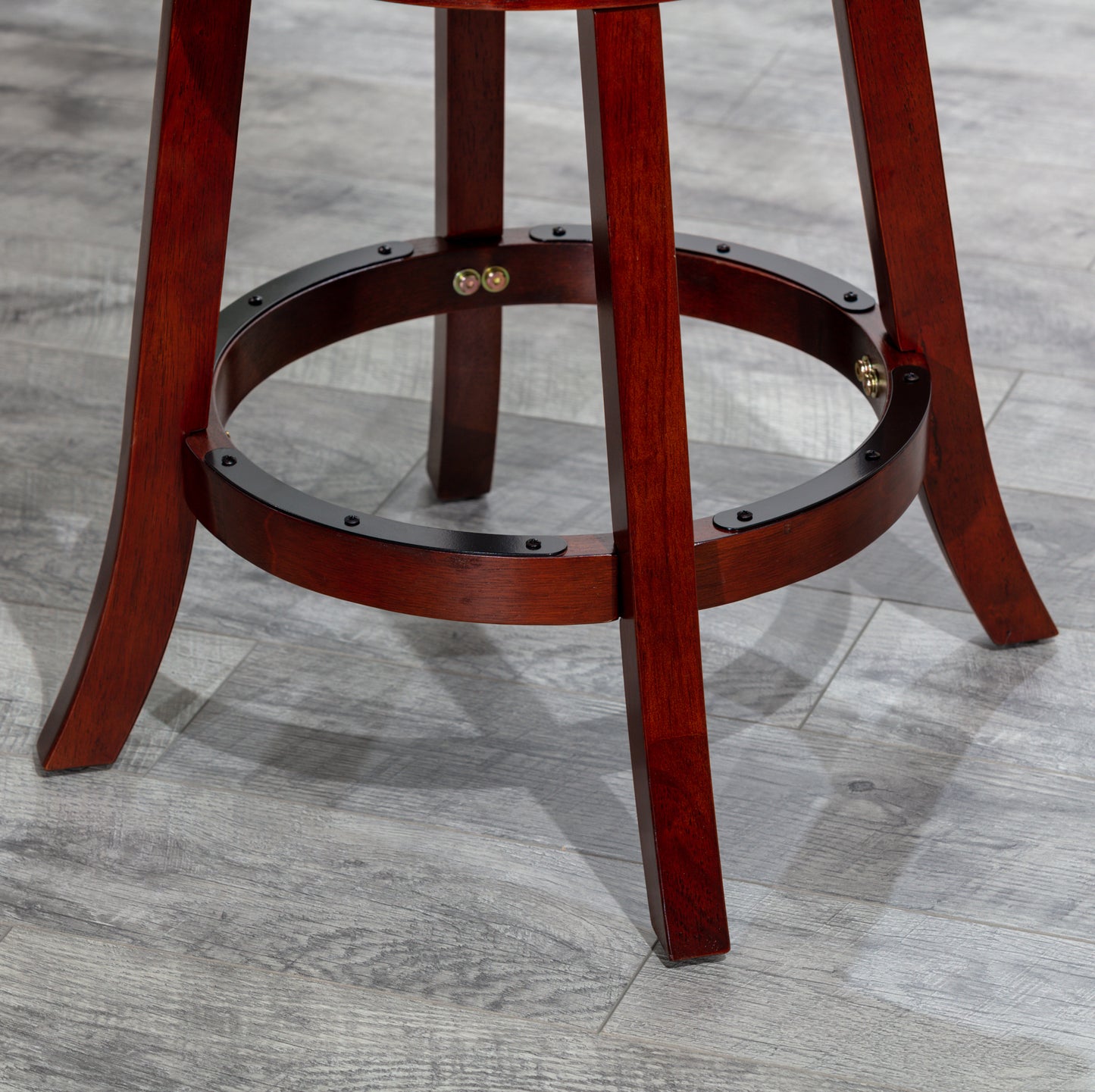 Salina - Set of 2 - 24" Counter Height X-Back Swivel Stools - Cherry Finish & Beige Upholstered Seat