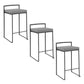 Froxton - Set of 3 - 26" Black Metal Stackable Counter Stools with Gray Faux Leather Cushions