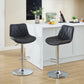 Samsonite - Set of 2 - 30" Black Adjustable Swivel Bar Stools with High Back, Ergonomic PU Leather for Kitchen Island