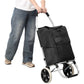 Foldable Shopping Trolley With Wheels And Removable Waterproof Bag - Black