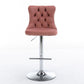 Swivel Barstools Adjusatble Seat Height From 25-33", Modern Upholstered Base Bar Stools With Backs Comfortable Tufted For Home Pub And Kitchen Island (Set of 2)