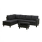 L - Shaped 3 Piece Sectional Sofa With Chaise, Storage Ottoman & Cup Holders