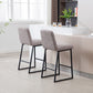 Porter - Set of 2 - 24" Coffee Linen Bar Stools with Footrest - Modern Upholstered Kitchen Chairs