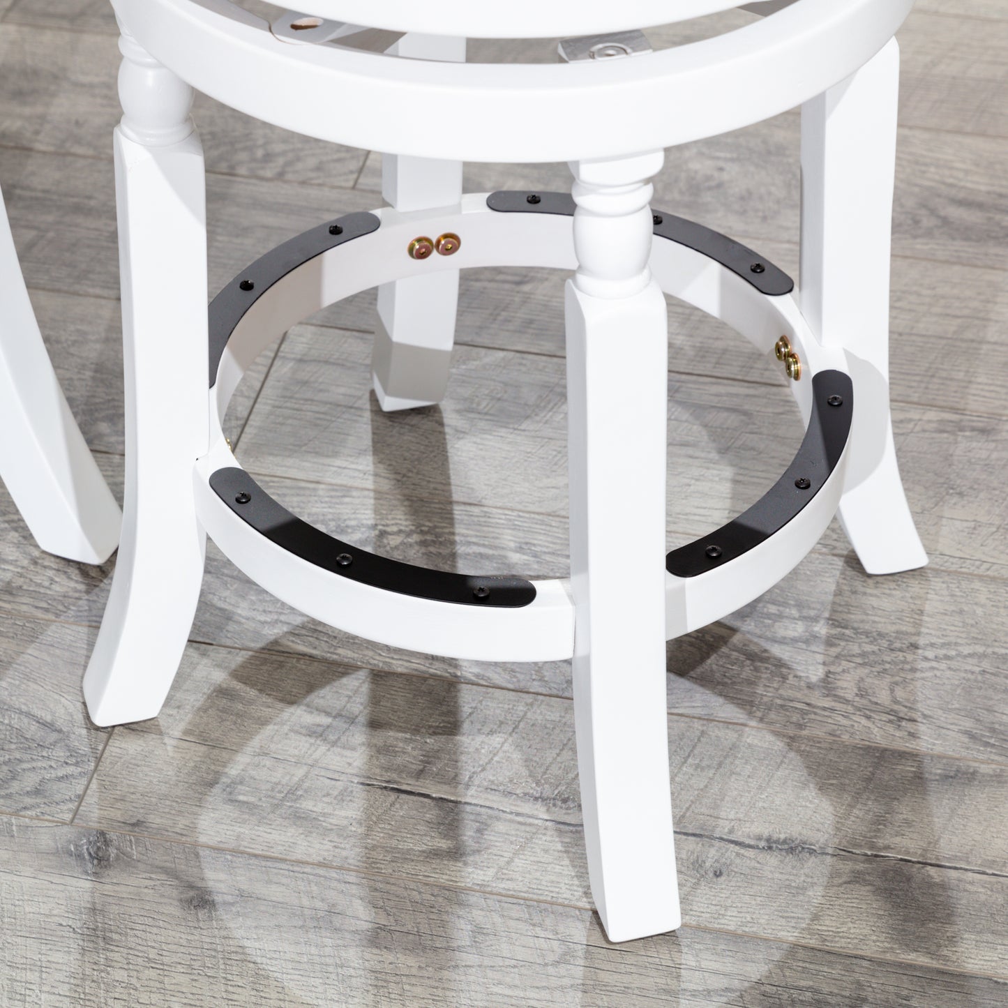 Saville - Set of 2 - 24" White Counter Stools with Charcoal Upholstered Seats