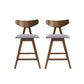 Harvalla - Set of 2 -25" Dark Grey Fabric Counter Stools with Mid-Century Wood Legs