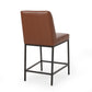 Salvatore - Set of 2 - 26" Light Brown PU Counter Stools with Diamond Tufted Upholstery and Iron Frame