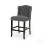 Videssa - Set of 2 - 27" Wingback Counter Stools with Charcoal Fabric & Dark Brown Rubberwood