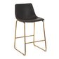 EliteDesign - Set of 2 - 26" Gold Metal Counter Stools with Grey Faux Leather Upholstery