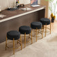 Omnira - Set of 2 - 24" Black Upholstered Round Bar Stools with Non-Slip Feet and Minimalist Design