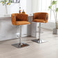 Bellavue Luxe - Set of 2 - 26" Swivel Counter Stools with Orange Boucle Upholstery and 360° Rotation