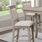 Hermione - Set of 2 - 26" Tan/Beige Gray Farmhouse Counter Stools with Upholstered Seat & Back