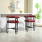 Lian - Set of 1- 24" Wine Red PU Modern Bar Stool with Ergonomic Backrest and Black Metal Frame