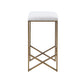 Backless Upholstered Counter Stool With Padded Seat - Ivory / Bronze