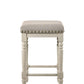 Tasnim - Set of 2 - 24" Tan Upholstered Counter Height Stools with Antique White Finish