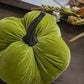 Velvet Weighted Pumpkin With Resin Stem Apple, Pumpkin Ornament Decor For Holiday Harvest Festival Fall Festival & Thanksgiving (Set of 2) - Green