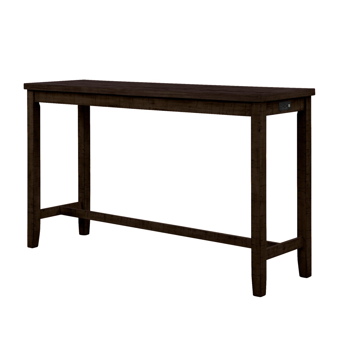 Tennyson - 4-Piece 30" Rustic Brown Counter Height Table with Fabric Padded Stools and Socket