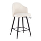 Vela - Set of 2 - 26" Metal Counter Stools with Cream Fabric and Square Footrest