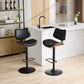 Alessa - Set of 2 - 26" Adjustable Walnut Bentwood & Black Leather 360° Swivel Bar Stools