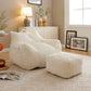 Giant Bean Bag Chair With Armrests And Footstool