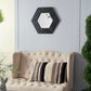Hexagon Mirror With Natural Wood Frame, Wall Decor For Living Room Bathroom Hallway
