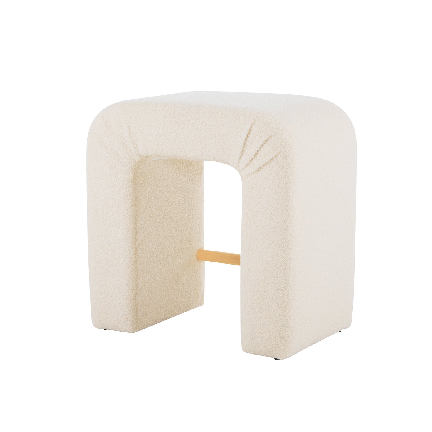 Abriana - Set of 2 - 24" Cream Modern Bouclé Bar Stools with Inverted U-Shaped Design, Wooden Frame, and Plush Upholstery