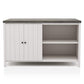 Counter Height Dining Table With Storage Cabinet Base - Dark Gray / Off White / Off White / Gray