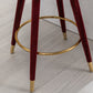 Cylvara - Set of 2 - 28" Claret Red Velvet Counter Height Bar Stools with Solid Wood Legs and 360° Swivel