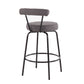 Riviera - Set of 2 - 26"Swivel Counter Stools Charcoal Upholstery with Black Steel Frame