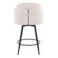 Stalford - Set of 2 -26" - Cream Upholstered Fixed-Height Counter Stools with Matte Black Metal Frame and Chrome Accents