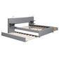 Upholstered Platform Bed With Reading Lights, Drawers, Trundle And Shelves