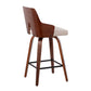 Elantra - Set of 2 - 26" Walnut and Beige Mid-Century Modern Counter Stools with Fabric Cushioned Seats and 360° Swivel