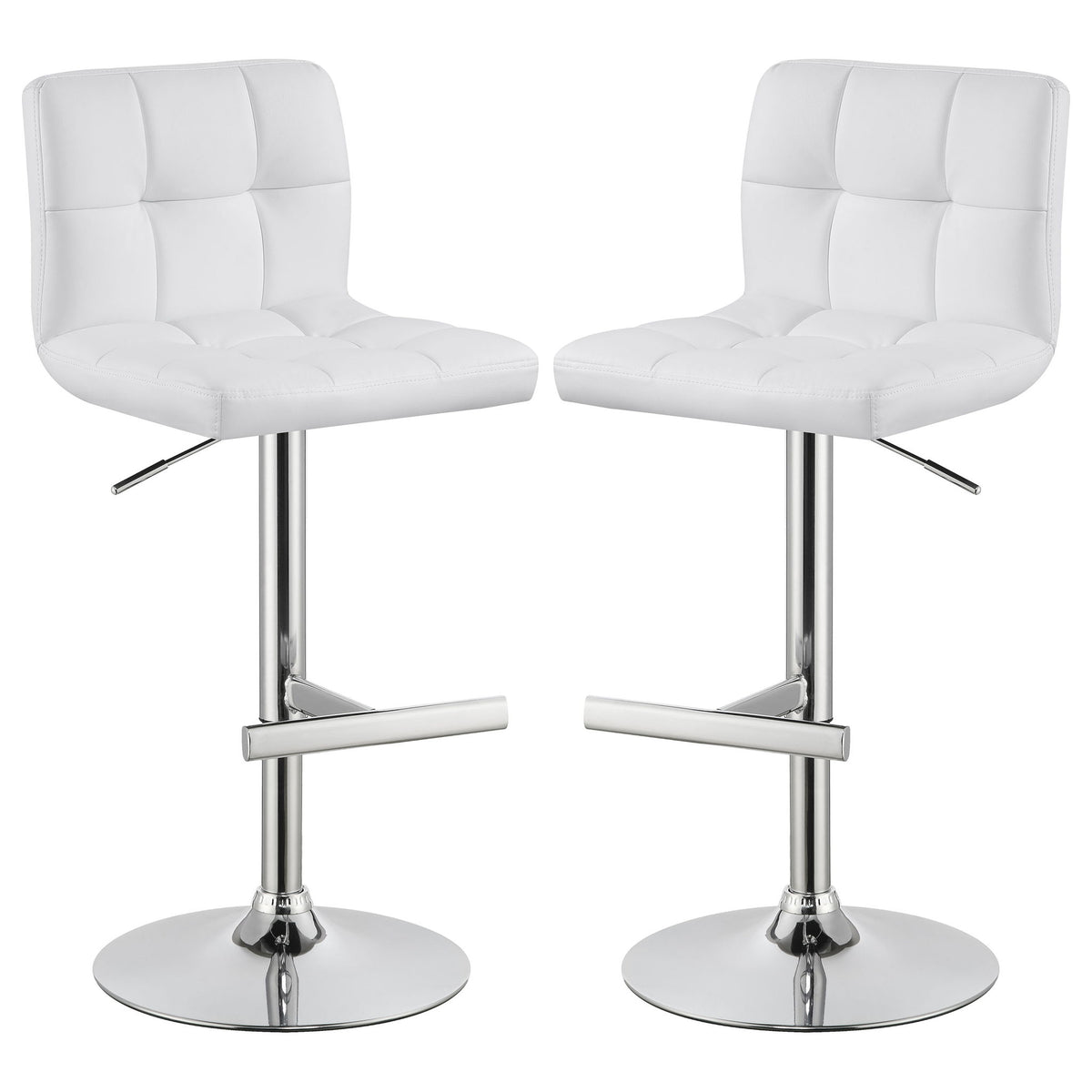 Lenny - Upholstered Adjustable Bar Stool (Set of 2) - White
