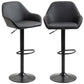 Haya - Set of 2 - 33.75" to 41.75" Adjustable Black PU Leather Swivel Counter Height Bar Stools with Footrest & Back, Steel Round Base for Kitchen & Dining Room