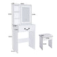 Modern Mini Dressing Table With Led-Lit Mirror & Hidden Storage, Adjustable Brightness Vanity Desk - White