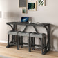 Avignon - Set of 4 - 24" Industrial Bar Table (59" x 19") with 3 Ergonomic Stools, Grey and Black Finish