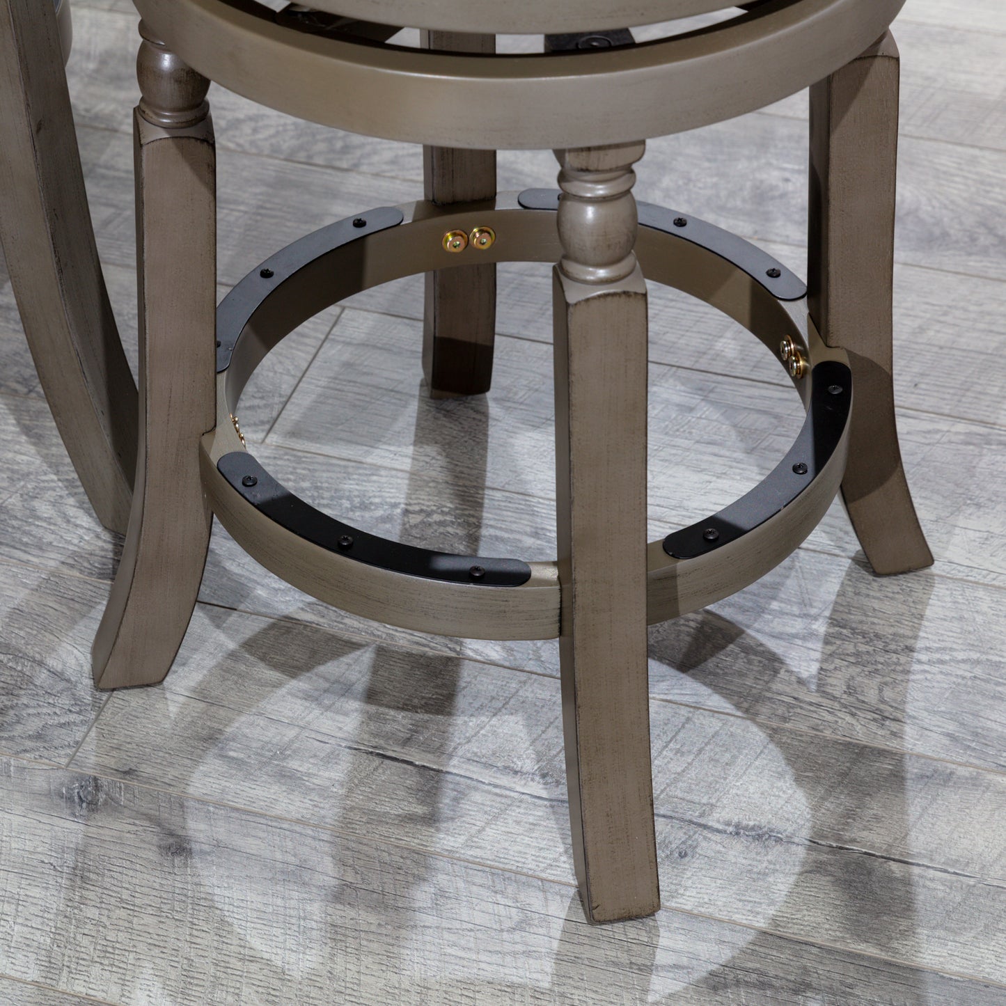 Palmer Lake - Set of 2 - 24" Weathered Gray Counter Stools with Charcoal Fabric Seat and Swivel Mechanism