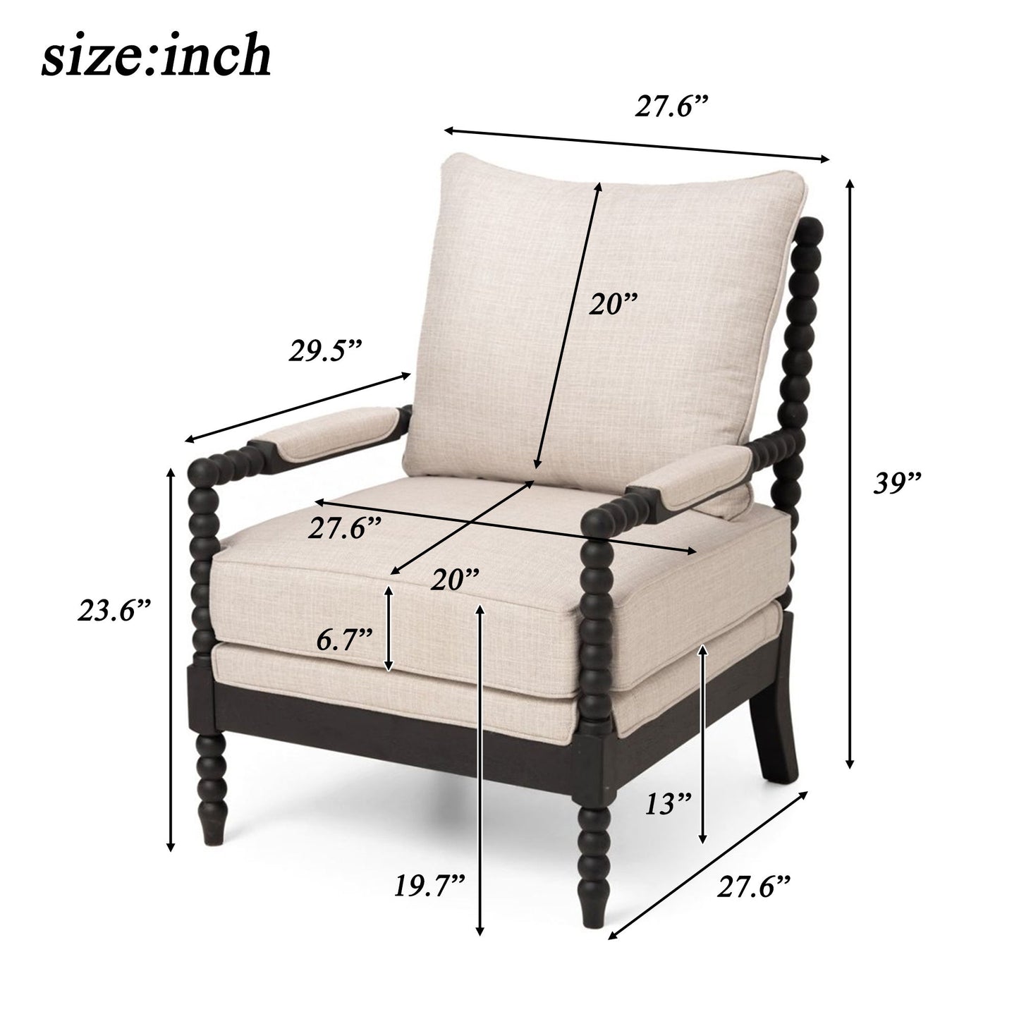 Upholstered Living Room Accent Chair - Black / Gray