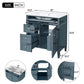 Bathroom Vanity With Top Sink, Storage Cabinet With 2 Drawers And Tip Out Drawer, Rectangular Design - Indigo Blue