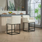 Ellery - Set of 2 - 26" Modern Counter Height Bar Stools, Beige Chenille Upholstered with Back, Black Metal Frames for Kitchen Island or Pub