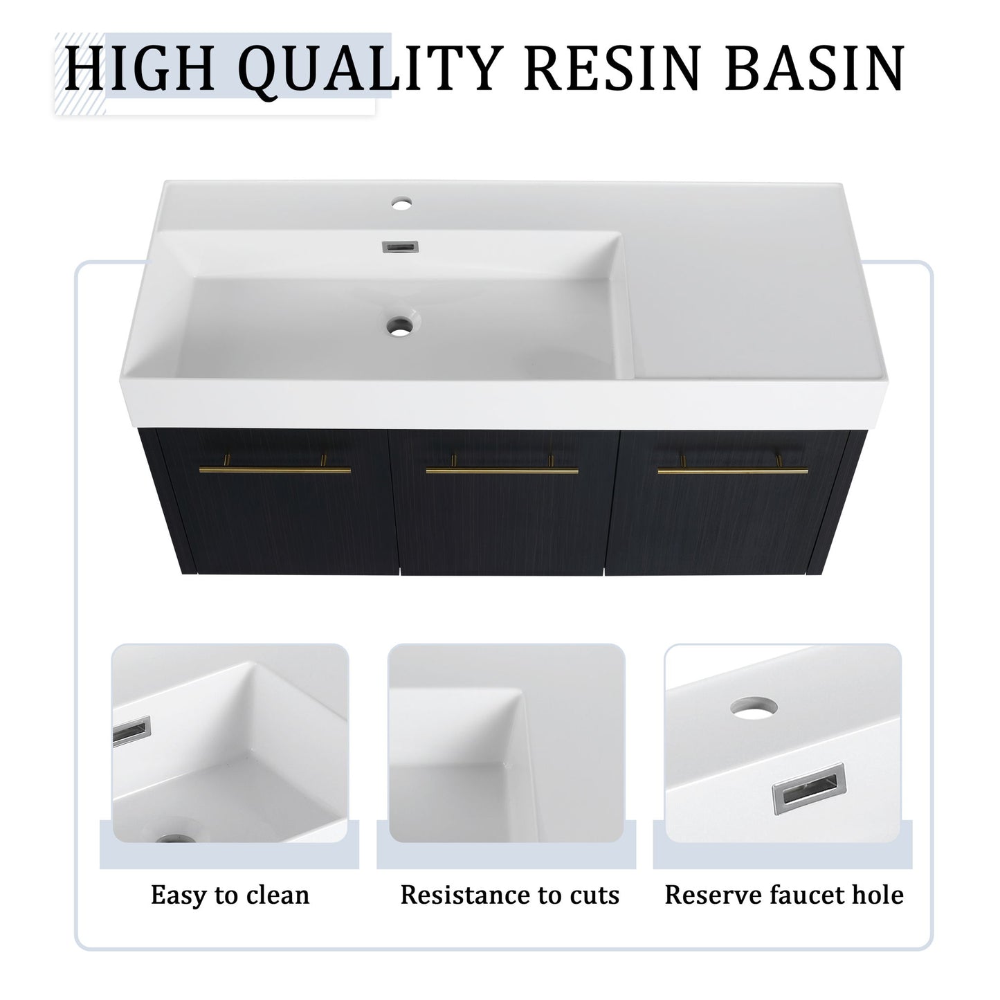 Modern Wall Mounted Bathroom Vanity With Left Sink And Storage Rack